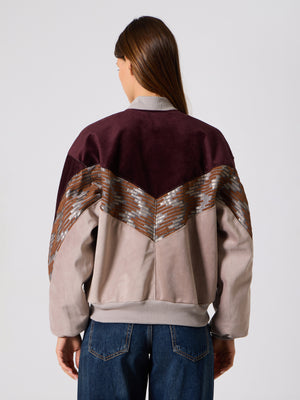 Bomber Burgundy & Soft Pink Vintage Jacket M