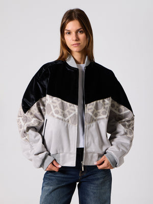 Bomber Black & Light Grey Vintage Jacket L