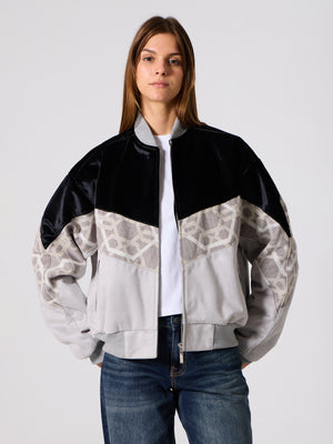 Bomber Black & Light Grey Vintage Jacket L