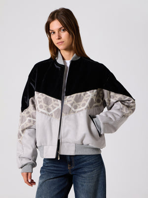 Bomber Black & Light Grey Vintage Jacket L