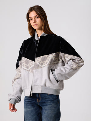 Bomber Black & Light Grey Vintage Jacket L