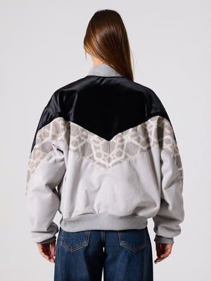 Bomber Black & Light Grey Vintage Jacket L
