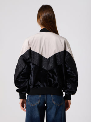 Bomber Light Grey & Black Vintage Jacket M