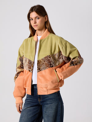 Bomber Light Green & Orange Vintage Jacket M