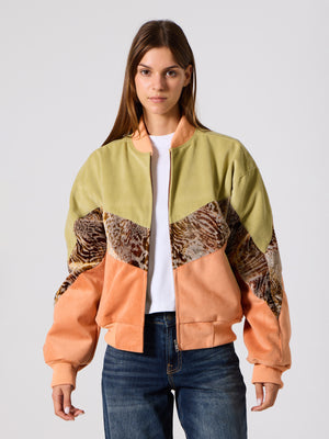 Bomber Light Green & Orange Vintage Jacket M