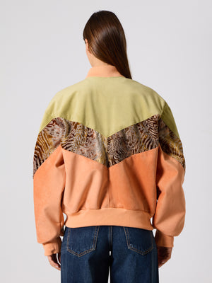 Bomber Light Green & Orange Vintage Jacket M
