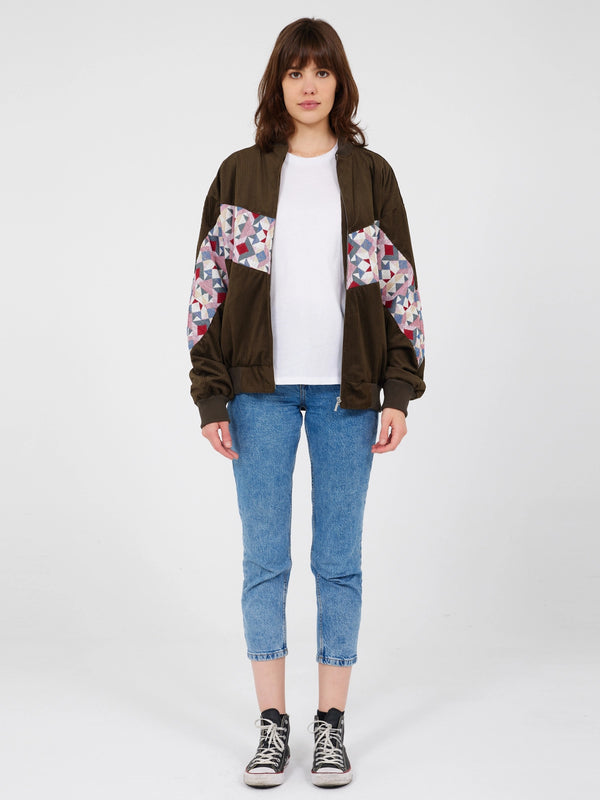 Aztec Dark Khaki Bomber Jacket L