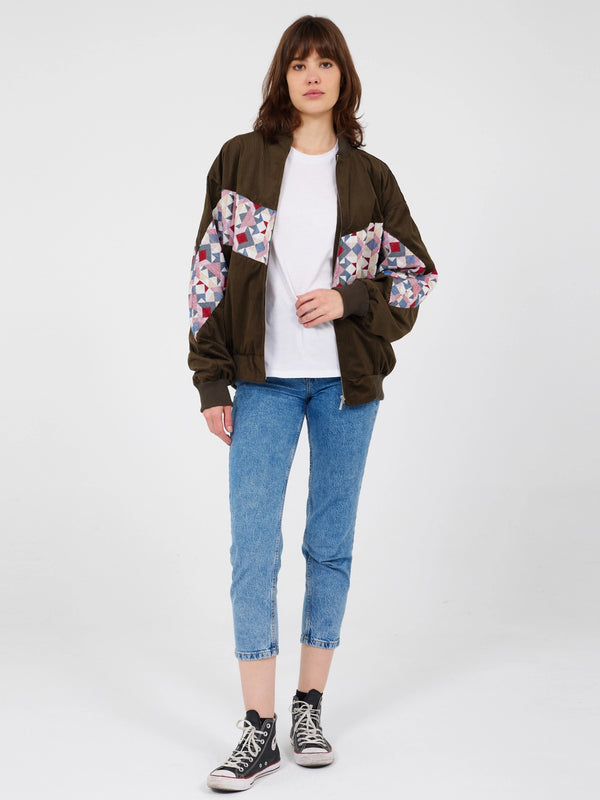 Aztec Dark Khaki Bomber Jacket L