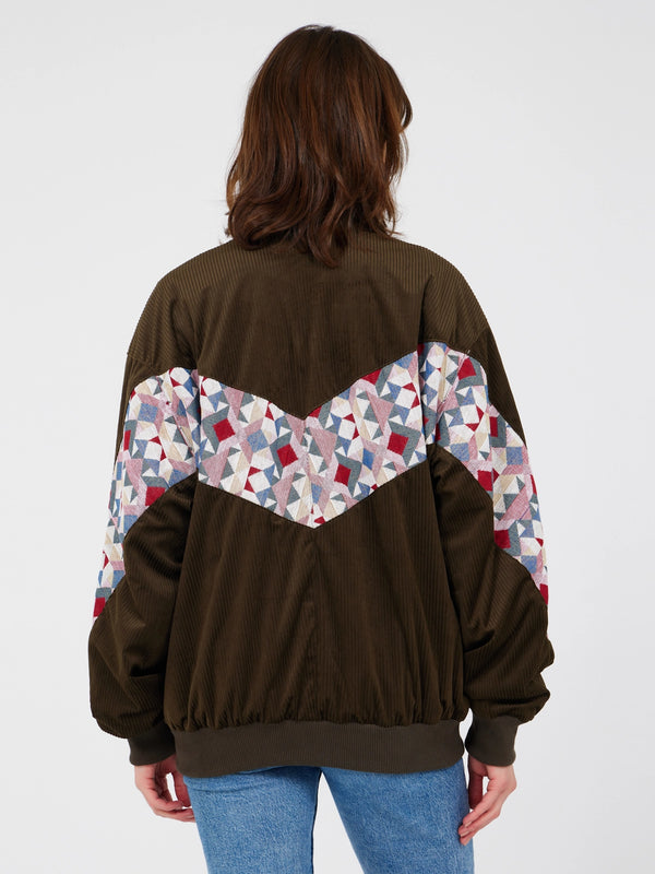 Aztec Dark Khaki Bomber Jacket L