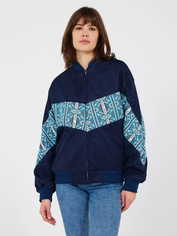 Aztec Navy Blue Bomber Jacket S