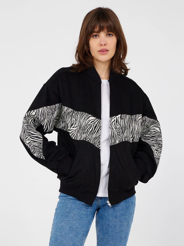 Aztec Black Bomber Jacket M