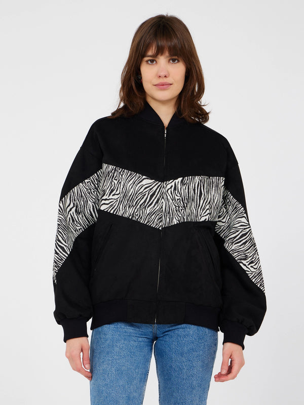 Aztec Black Bomber Jacket M