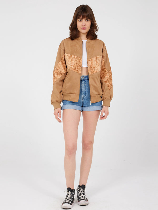 Aztec Light Brown Bomber Jacket XS