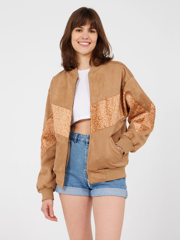 Aztec Light Brown Bomber Jacket XS