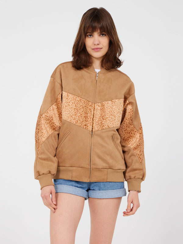 Aztec Light Brown Bomber Jacket XS