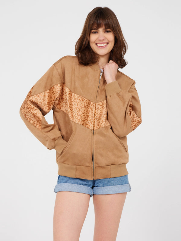 Aztec Light Brown Bomber Jacket XS