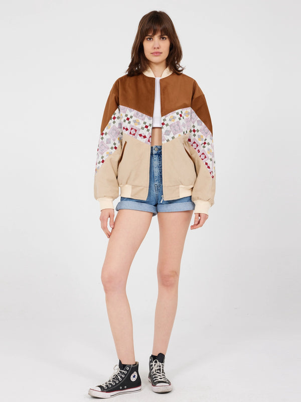 Aztec Brown & Cream Bomber Jacket S