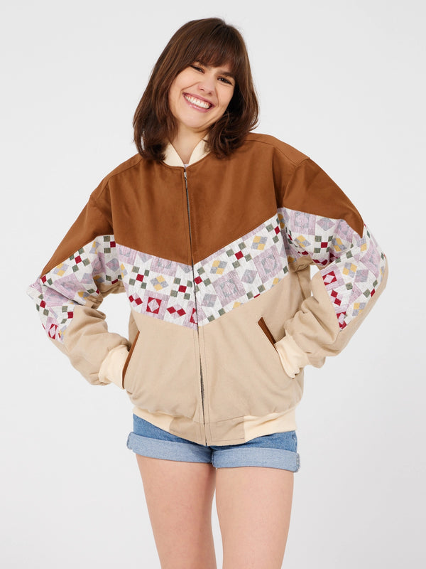 Aztec Brown & Cream Bomber Jacket S