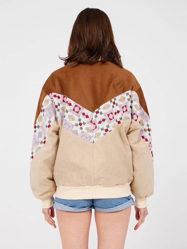 Aztec Brown & Cream Bomber Jacket S