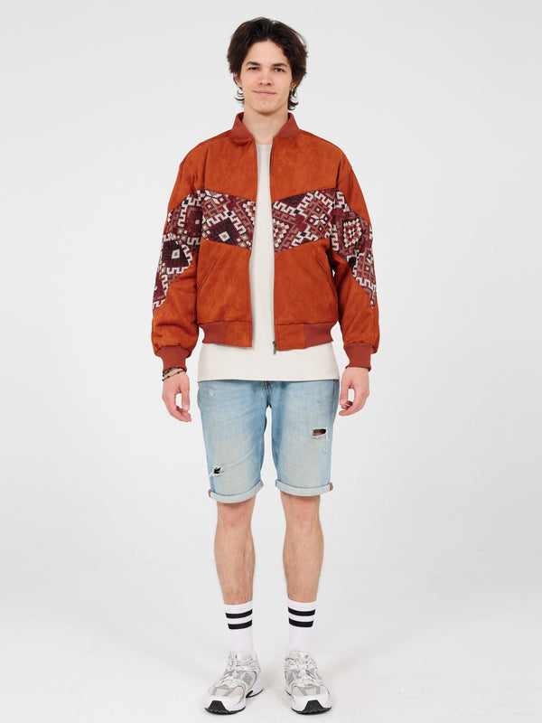 Aztec Terracotta Bomber Jacket S