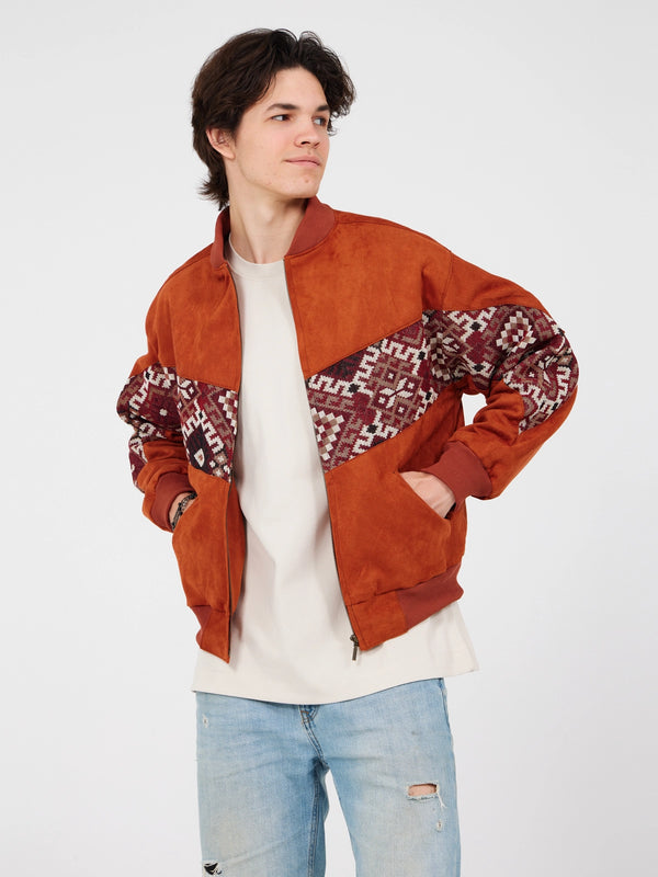 Aztec Terracotta Bomber Jacket S