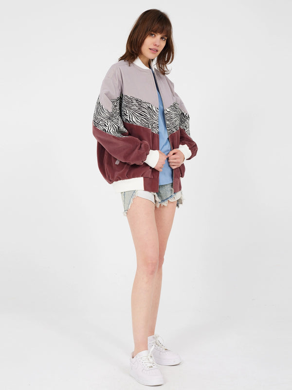 Aztec Grey & Brown Bomber Jacket L