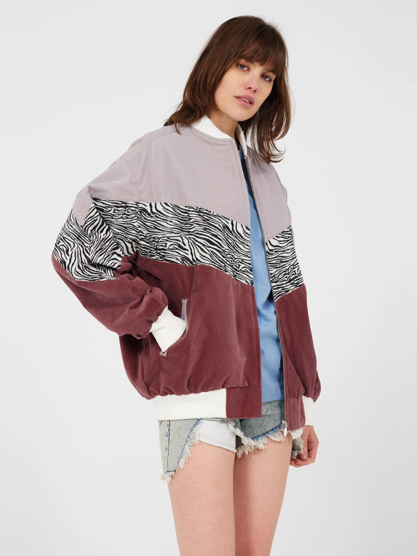 Aztec Grey & Brown Bomber Jacket L