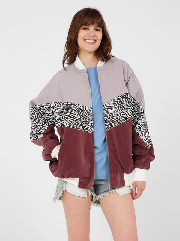 Aztec Grey & Brown Bomber Jacket L