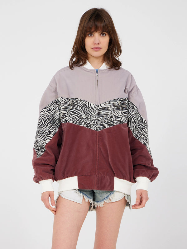 Aztec Grey & Brown Bomber Jacket L