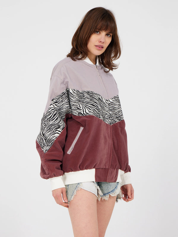 Aztec Grey & Brown Bomber Jacket L