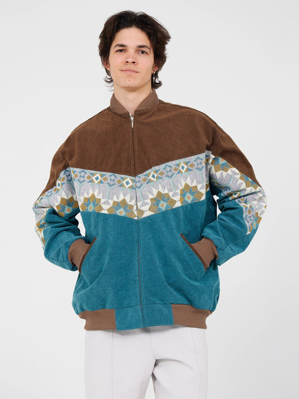 Aztec Brown & Blue Bomber Jacket XXL