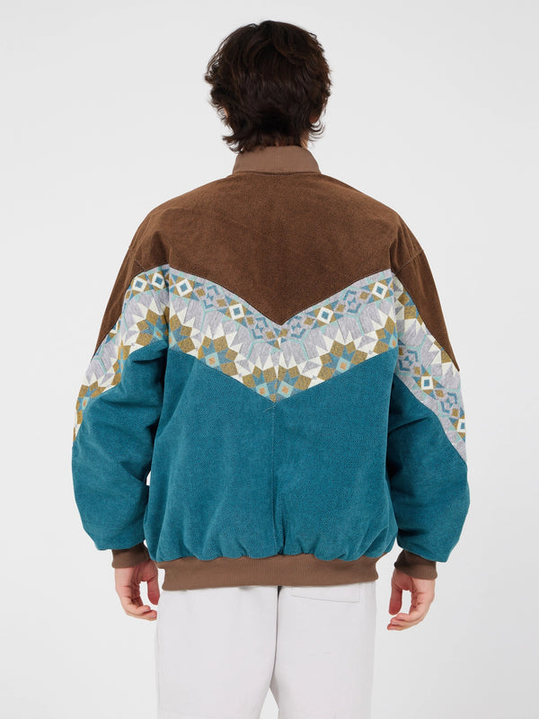 Aztec Brown & Blue Bomber Jacket XXL