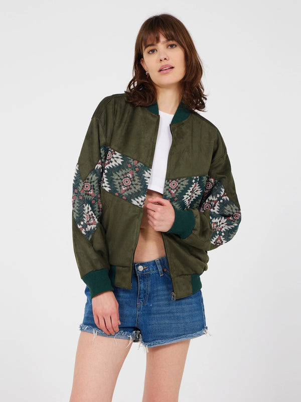 Aztec Green Bomber Jacket S