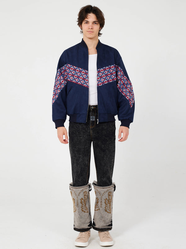 Aztec Navy Blue Bomber Jacket M