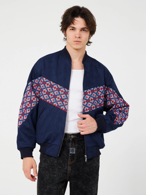 Aztec Navy Blue Bomber Jacket M