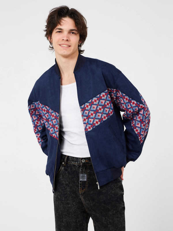 Aztec Navy Blue Bomber Jacket M