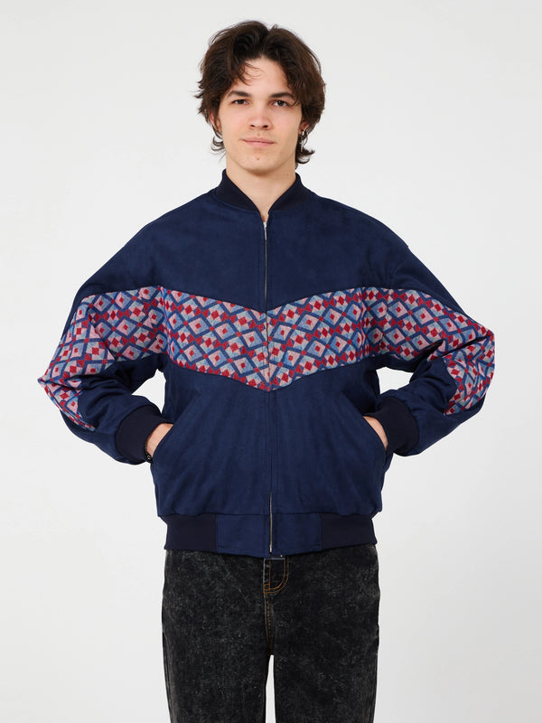 Aztec Navy Blue Bomber Jacket M