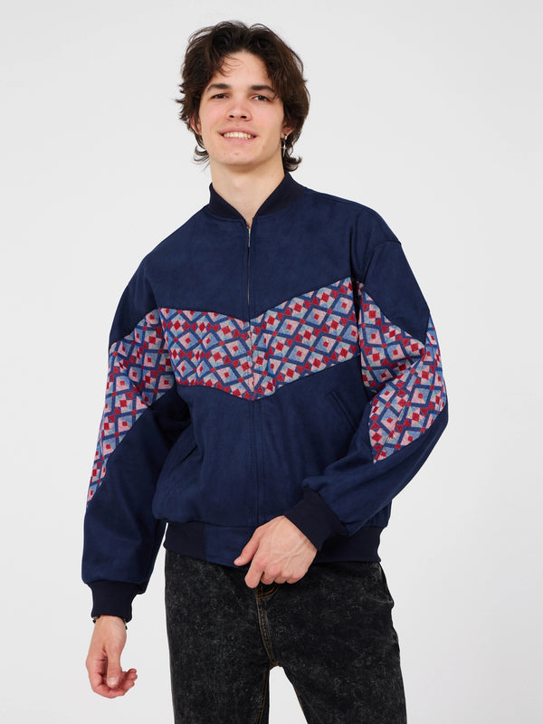 Aztec Navy Blue Bomber Jacket M