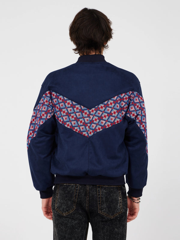 Aztec Navy Blue Bomber Jacket M