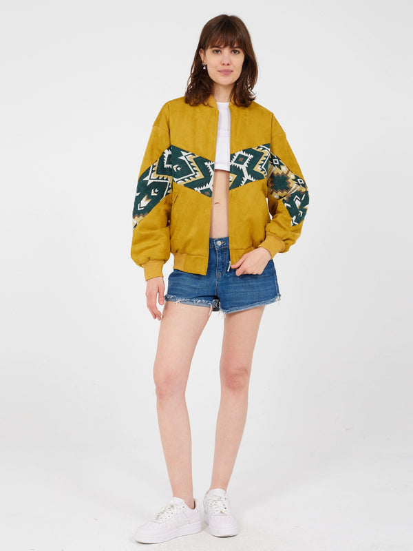 Aztec Yellow Bomber Jacket M