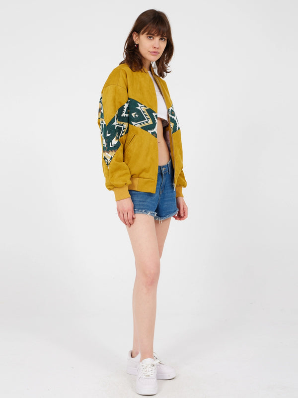 Aztec Yellow Bomber Jacket M