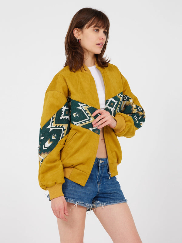 Aztec Yellow Bomber Jacket M