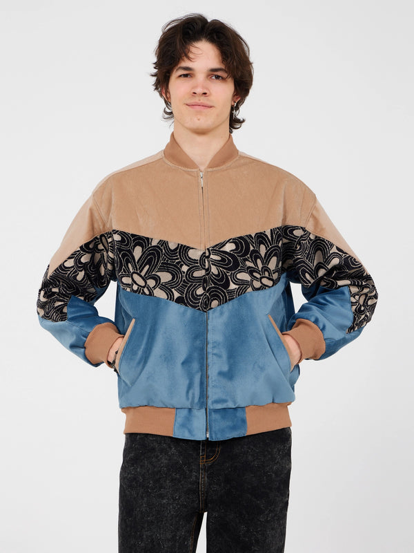 Aztec Brown & Blue Bomber Jacket M