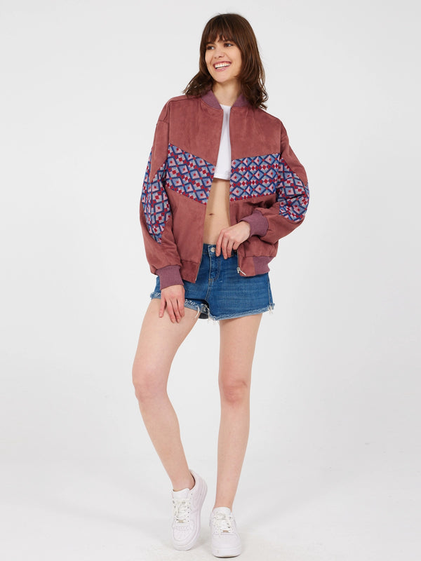 Aztec Brown Bomber Jacket S